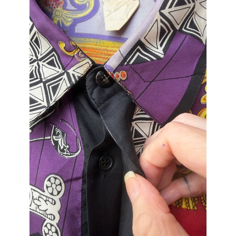 Gianni Versace Men's XL Purple Teatro Silk Shirt - Picture 8 of 15